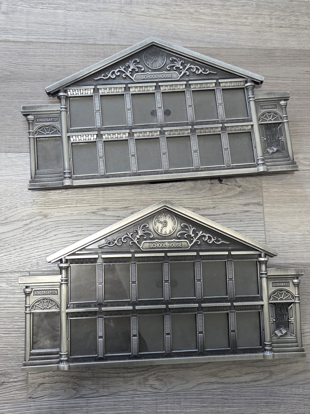 Unbranded Antique Silver Schoolhouse Wall Plaque - Set of 2